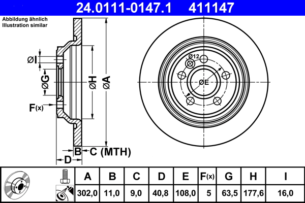 Bremsscheibe - 24.0111-0147.1 ATE