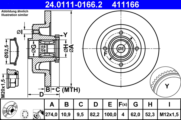 Brake Disc - 24.0111-0166.2 ATE