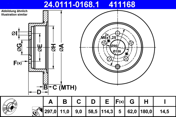 Brake Disc - 24.0111-0168.1 ATE