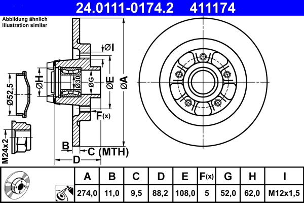 Brake Disc - 24.0111-0174.2 ATE