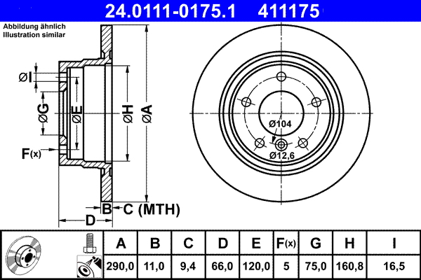 Brake Disc - 24.0111-0175.1 ATE