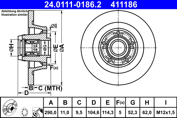 Brake Disc - 24.0111-0186.2 ATE