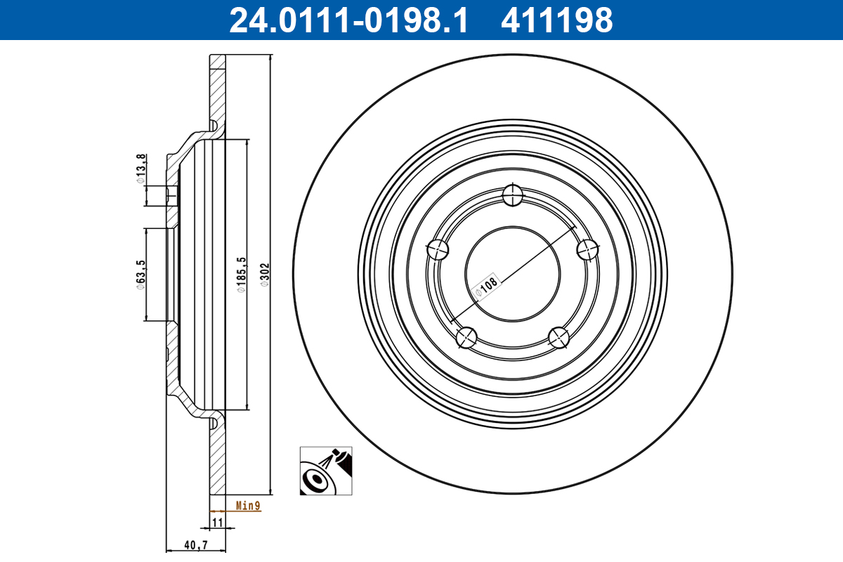 Brake Disc - 24.0111-0198.1 ATE
