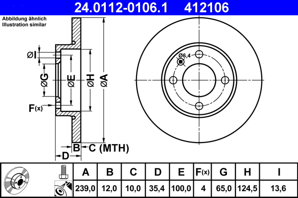 Brake Disc - 24.0112-0106.1 ATE