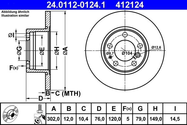 Brake Disc - 24.0112-0124.1 ATE