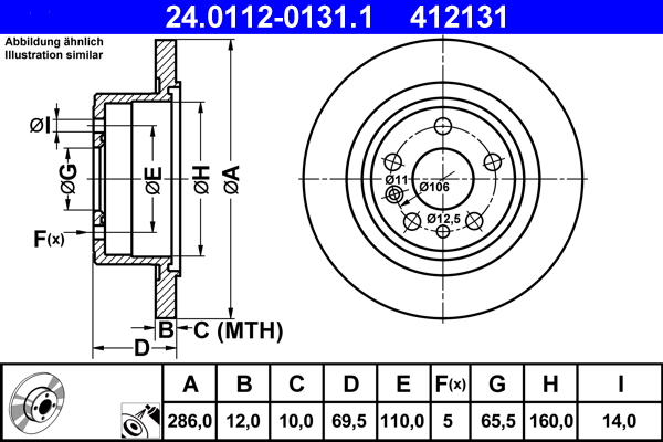 Brake Disc - 24.0112-0131.1 ATE