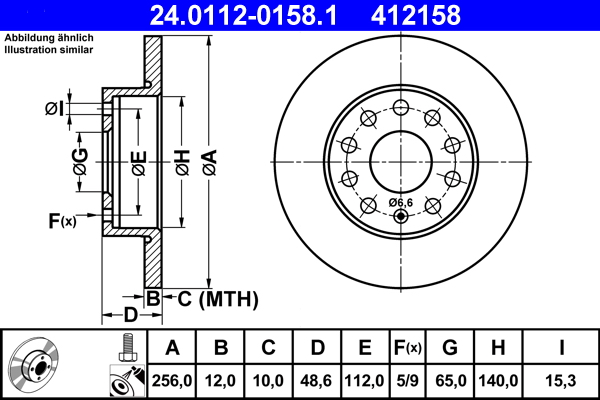 Bremsscheibe - 24.0112-0158.1 ATE