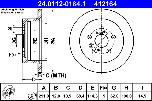 Brake Disc - 24.0112-0164.1 ATE