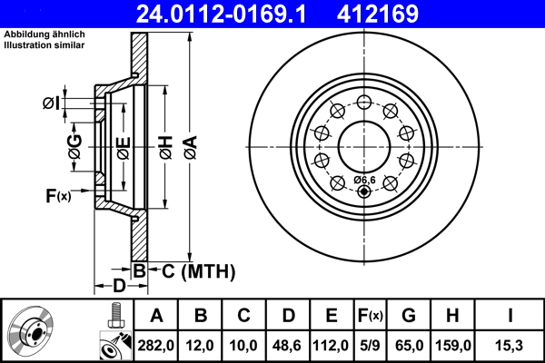 Brake Disc - 24.0112-0169.1 ATE