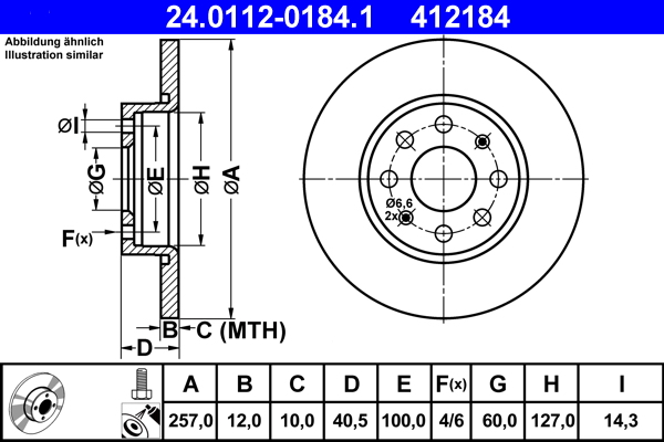 Bremsscheibe - 24.0112-0184.1 ATE