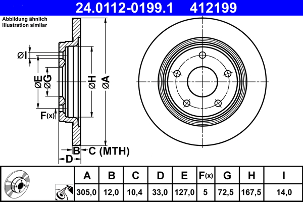 Brake Disc - 24.0112-0199.1 ATE