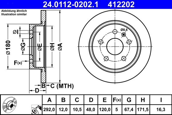 Brake Disc - 24.0112-0202.1 ATE