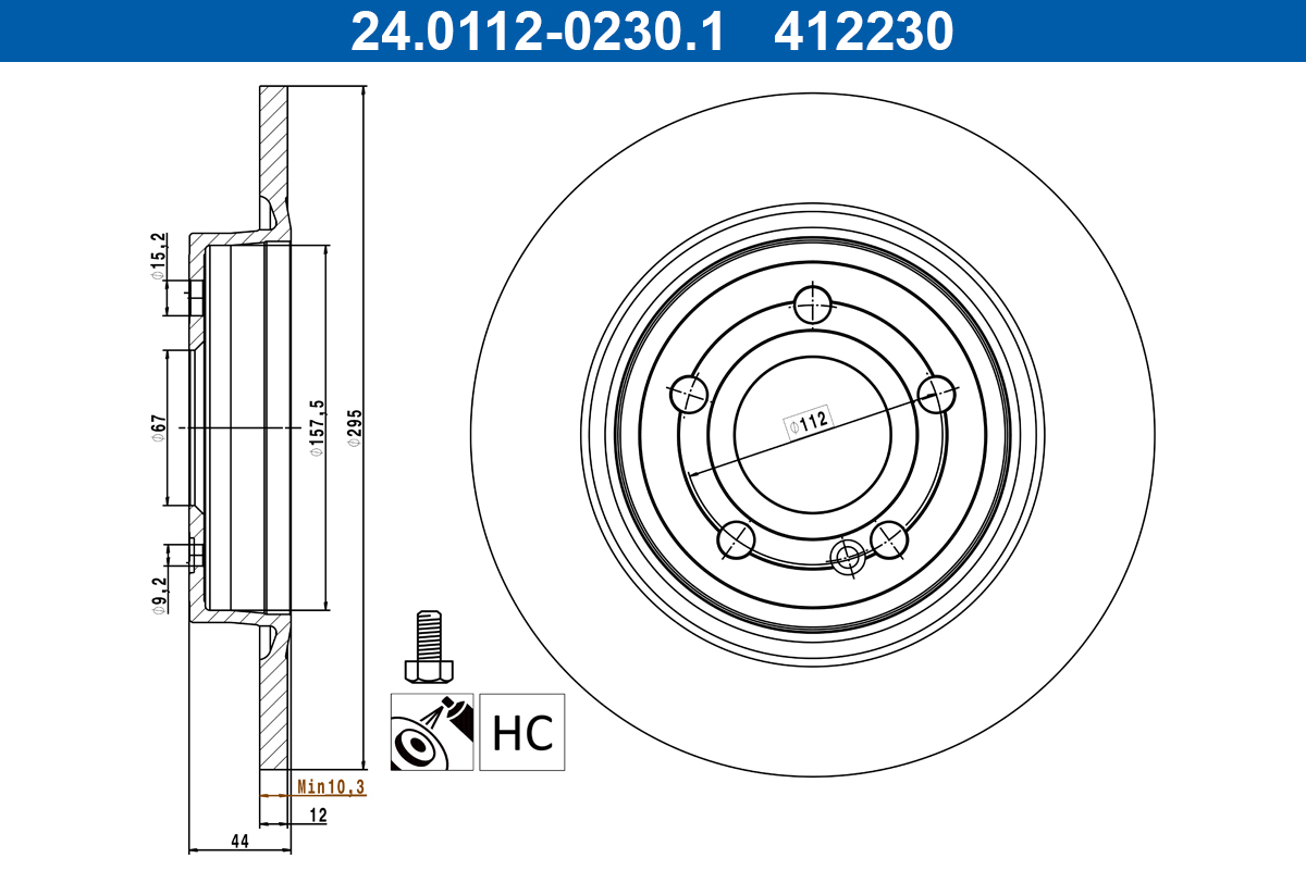 Brake Disc - 24.0112-0230.1 ATE