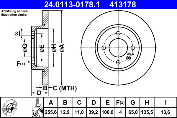 Brake Disc - 24.0113-0178.1 ATE