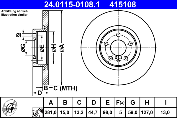Brake Disc - 24.0115-0108.1 ATE