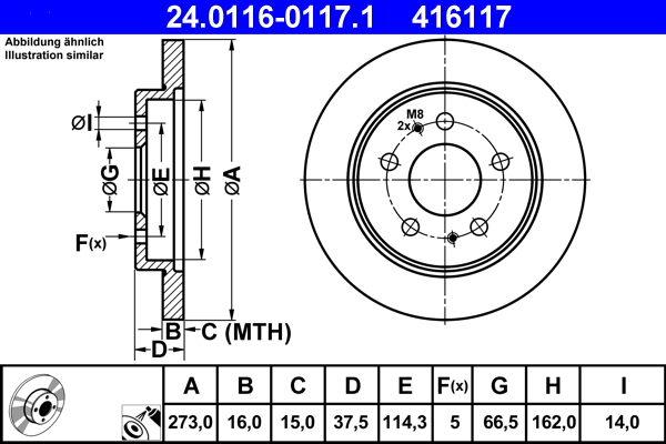 Brake Disc - 24.0116-0117.1 ATE