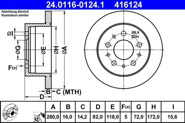 Bremsscheibe - 24.0116-0124.1 ATE