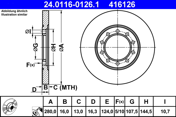 Brake Disc - 24.0116-0126.1 ATE