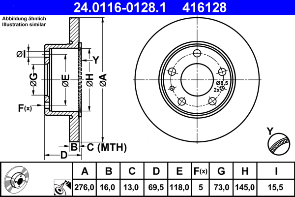Bremsscheibe - 24.0116-0128.1 ATE