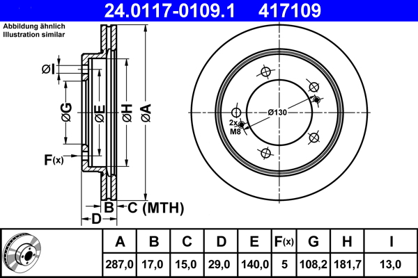 Brake Disc - 24.0117-0109.1 ATE