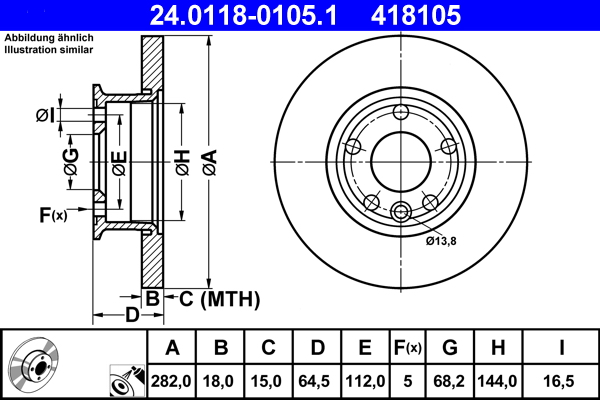 Brake Disc - 24.0118-0105.1 ATE