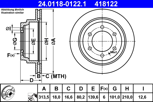 Brake Disc - 24.0118-0122.1 ATE