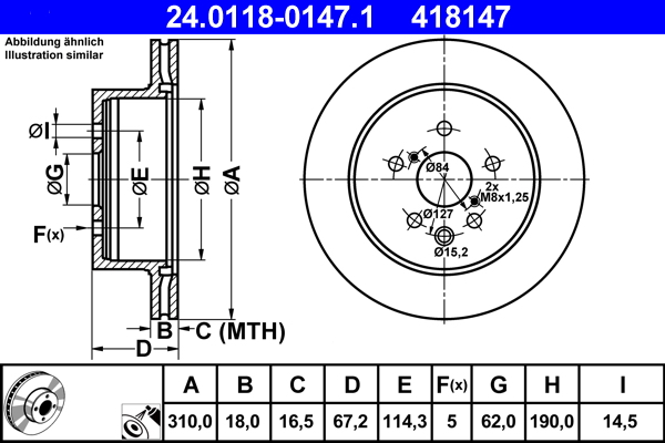 Brake Disc - 24.0118-0147.1 ATE