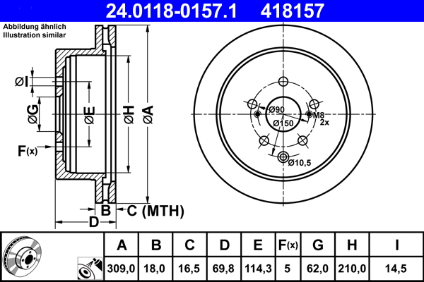 Brake Disc - 24.0118-0157.1 ATE