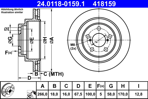 Brake Disc - 24.0118-0159.1 ATE