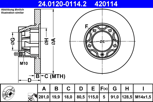Brake Disc - 24.0120-0114.2 ATE