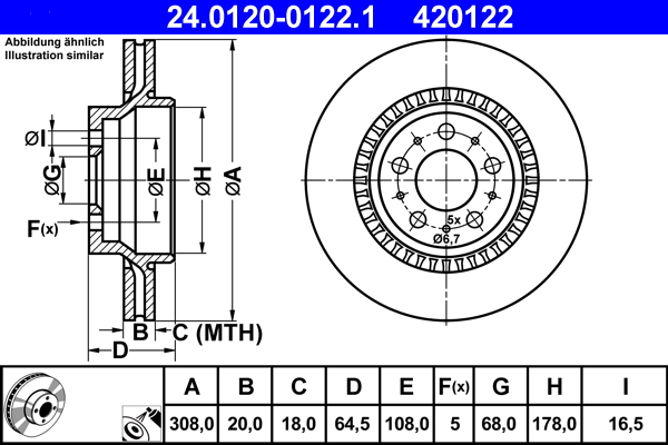 Brake Disc - 24.0120-0122.1 ATE