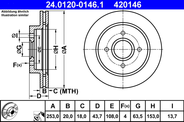 Brake Disc - 24.0120-0146.1 ATE