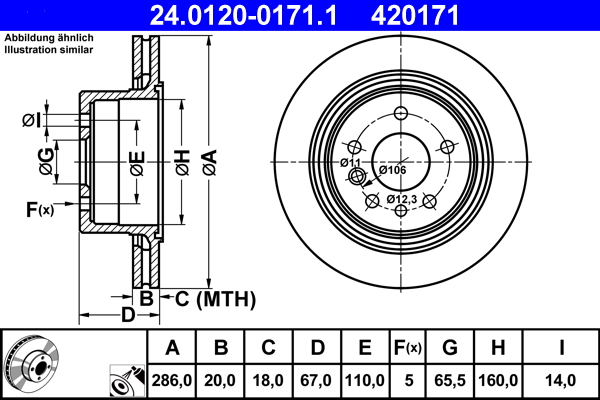 Discofreno - 24.0120-0171.1 ATE