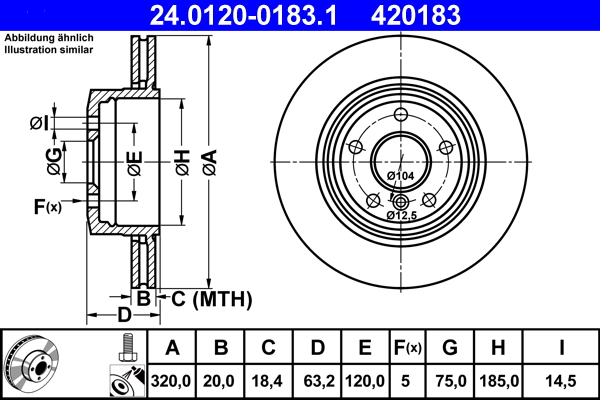 Bremsscheibe - 24.0120-0183.1 ATE