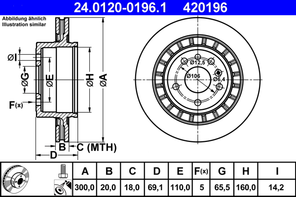 Brake Disc - 24.0120-0196.1 ATE
