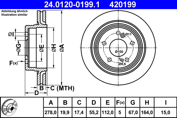 Brake Disc - 24.0120-0199.1 ATE