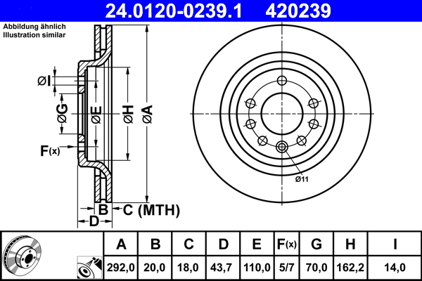 Brake Disc - 24.0120-0239.1 ATE
