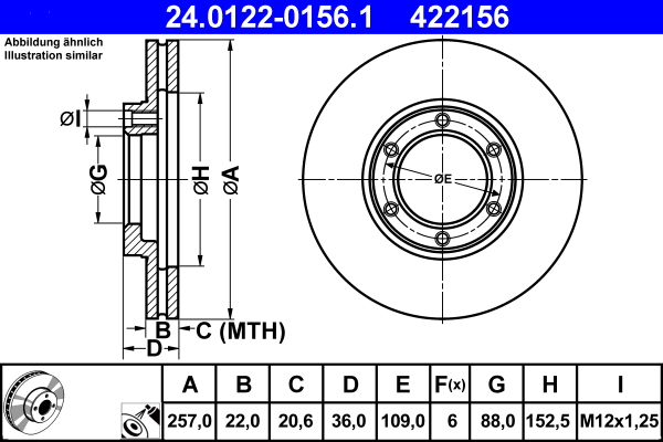 Bremsscheibe - 24.0122-0156.1 ATE