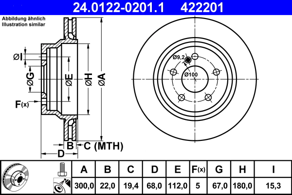 Brake Disc - 24.0122-0201.1 ATE