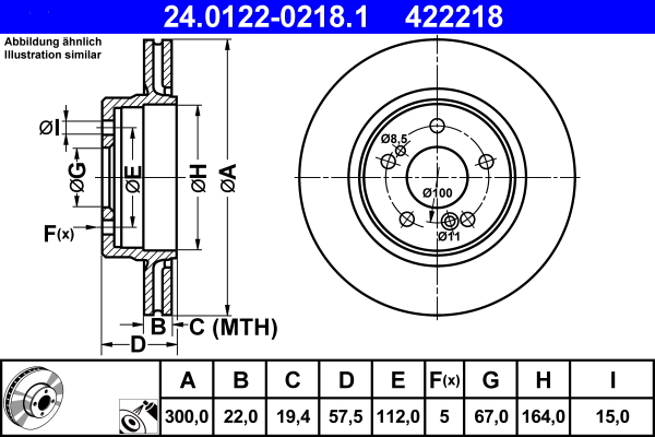 Brake Disc - 24.0122-0218.1 ATE