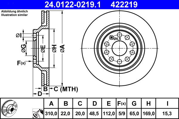 Brake Disc - 24.0122-0219.1 ATE