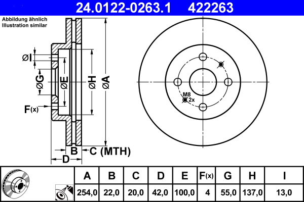 Brake Disc - 24.0122-0263.1 ATE