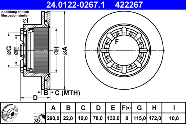Brake Disc - 24.0122-0267.1 ATE