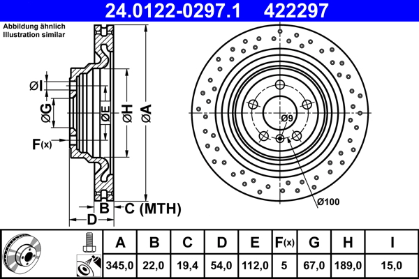 Brake Disc - 24.0122-0297.1 ATE