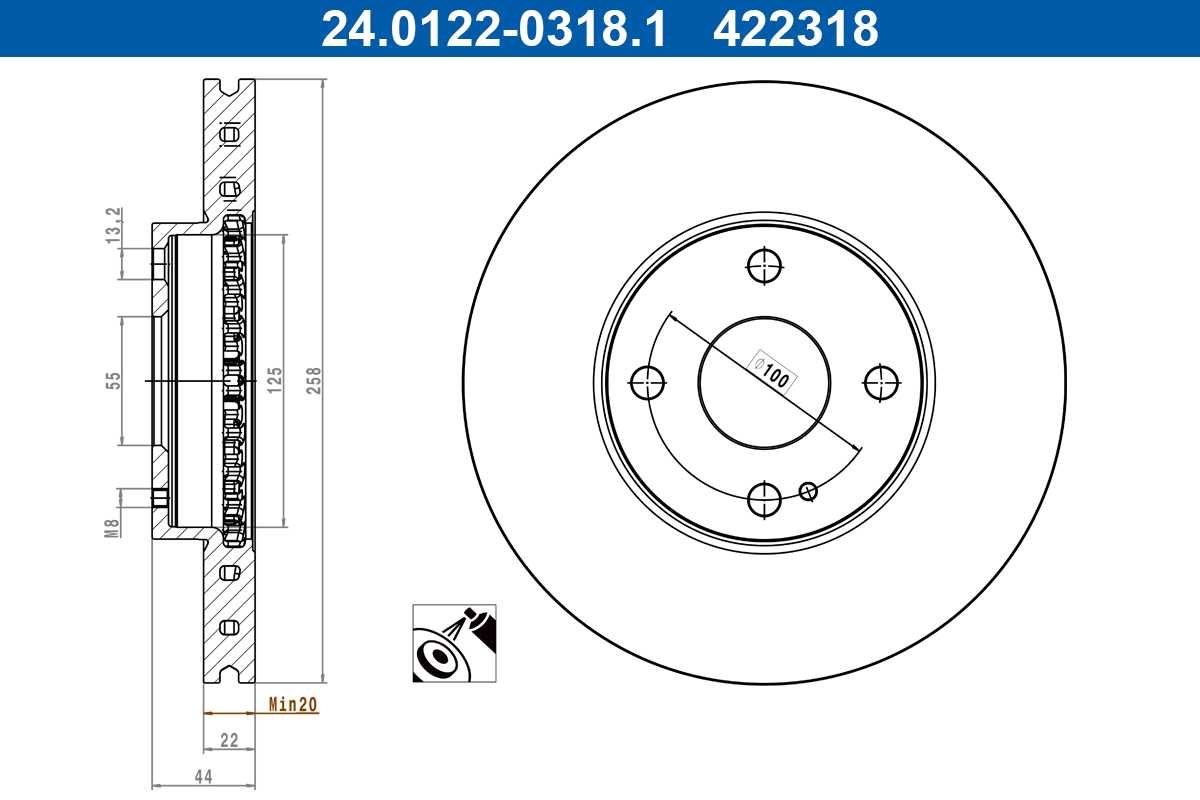 Brake Disc - 24.0122-0318.1 ATE
