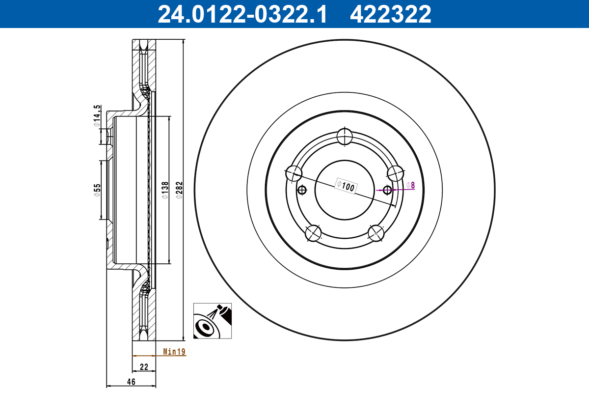 Brake Disc - 24.0122-0322.1 ATE