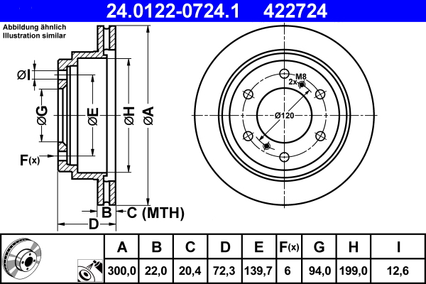 Brake Disc - 24.0122-0724.1 ATE