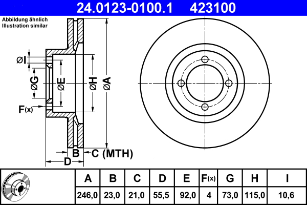 Brake Disc - 24.0123-0100.1 ATE