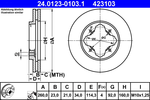 Brake Disc - 24.0123-0103.1 ATE