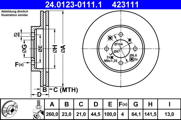 Brake Disc - 24.0123-0111.1 ATE